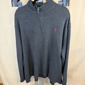 Polo Ralph Lauren Men's Estate Rib Quarter-Zip, XXL, Gray w/ Burgundy Pony